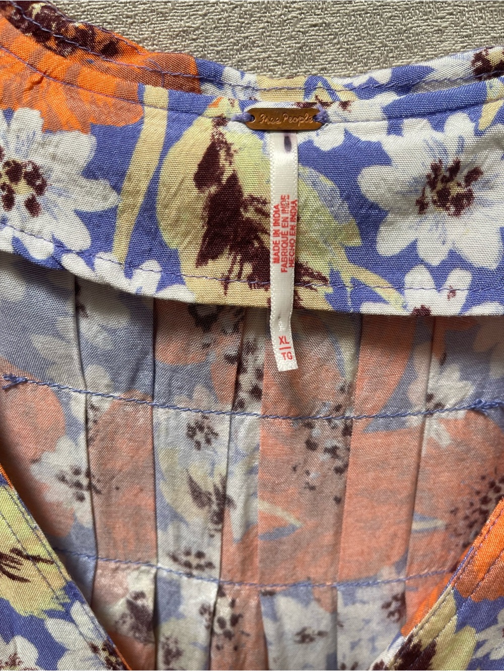 Free People Sugar Crush Floral V-Neck Short Sleeve Tunic Dress in Orange - Picture 7 of 13